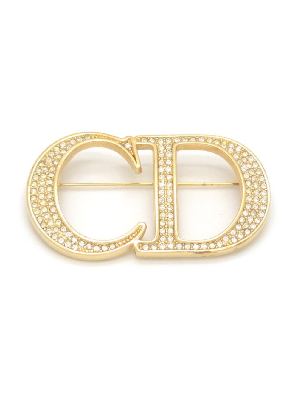Dior CD Brooch 6.28 CD Signature Crystal Gold Tone Metal Pin